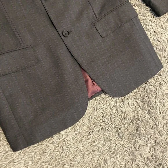 ISAIA Napoli 100% Wool 120’s Sport Coat Blazer In Gray Purple Stripe US 38 EU 48